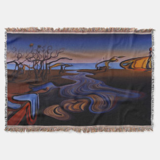 Surreal River Landscape - Dali Style Throw Blanket