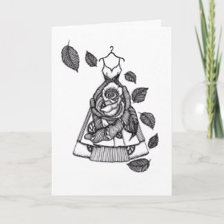 Surreal Rose Dress Botanical Greeting Card