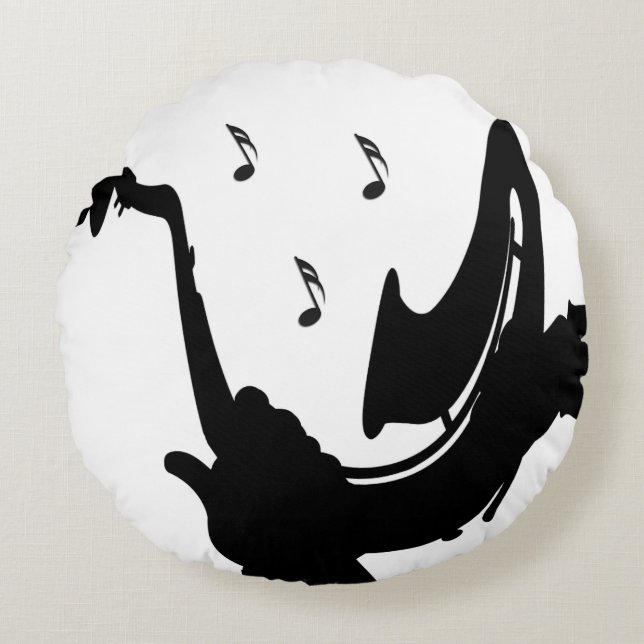 Surreal Saxophone Play Round Cushion (Front)