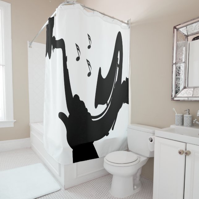 Surreal Saxophone Play Shower Curtain (In Situ)