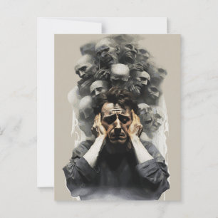 Surreal Scream – Dark Emotional Abstract Painting Postcard