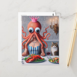 Surreal Seafood Meal Postcard