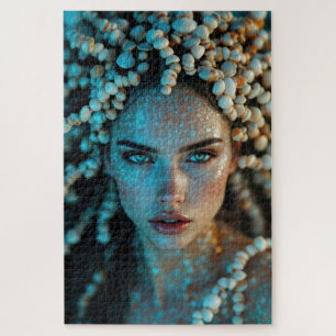 Surreal Seashell Goddess with Shell Chains Jigsaw Puzzle