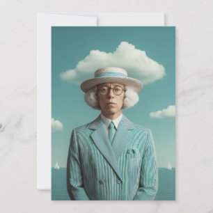Surreal Seaside Gentleman Portrait Card