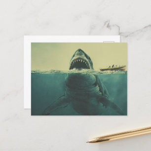Surreal Shark and Boat Postcard