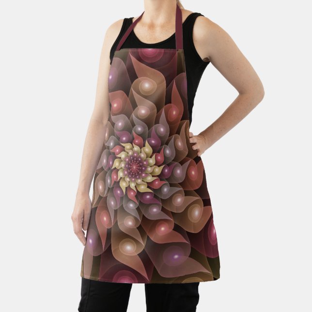 Surreal Shiny Flower Modern Abstract Fractal Art Apron (Insitu)