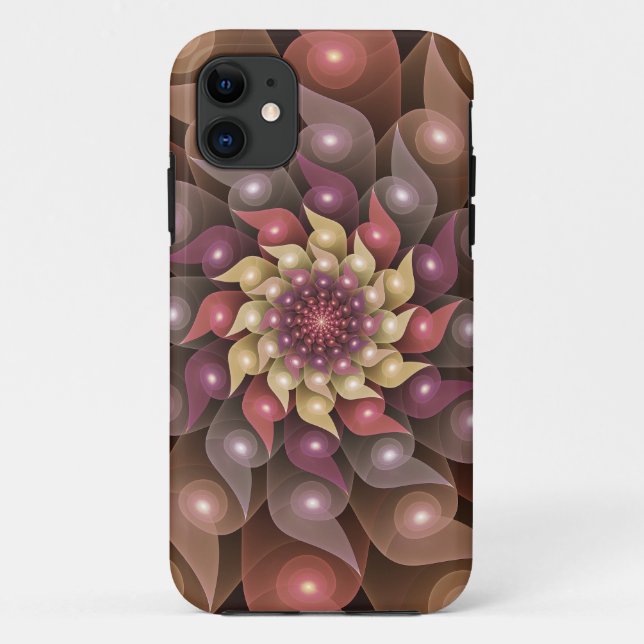 Surreal Shiny Flower Modern Abstract Fractal Art Case-Mate iPhone Case (Back)