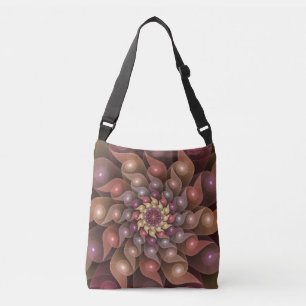 Surreal Shiny Flower Modern Abstract Fractal Art Crossbody Bag