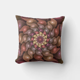 Surreal Shiny Flower Modern Abstract Fractal Art Cushion