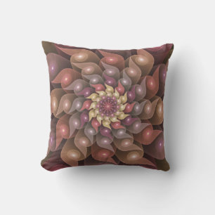 Surreal Shiny Flower Modern Abstract Fractal Art Cushion