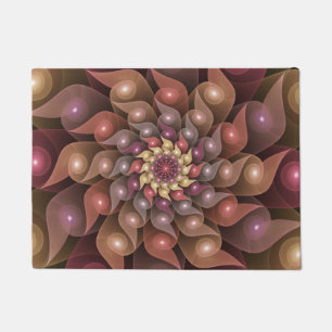 Surreal Shiny Flower Modern Abstract Fractal Art Doormat