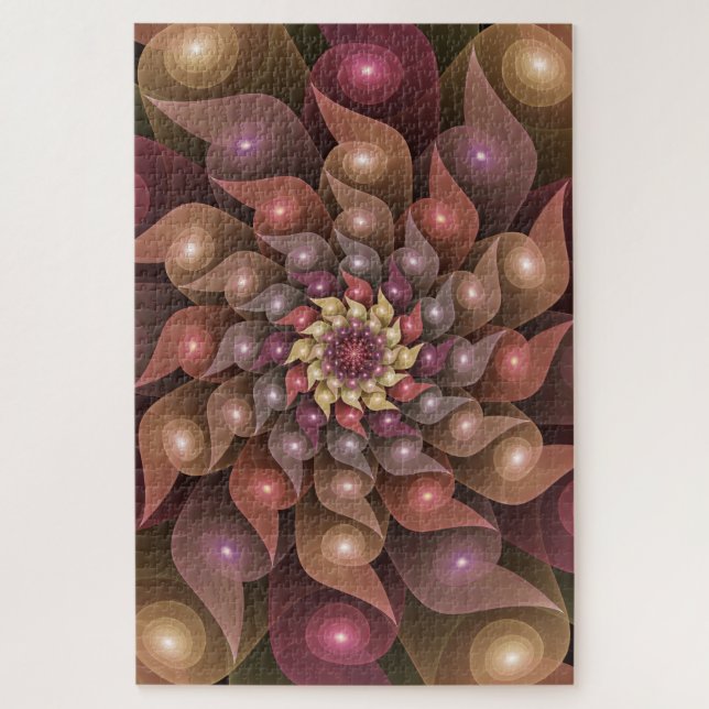 Surreal Shiny Flower Modern Abstract Fractal Art Jigsaw Puzzle (Vertical)
