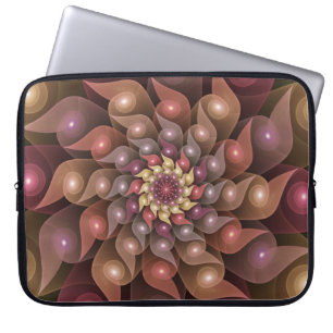 Surreal Shiny Flower Modern Abstract Fractal Art Laptop Sleeve
