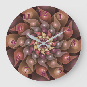 Surreal Shiny Flower Modern Abstract Fractal Art Large Clock
