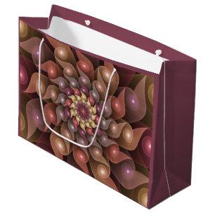 Surreal Shiny Flower Modern Abstract Fractal Art Large Gift Bag