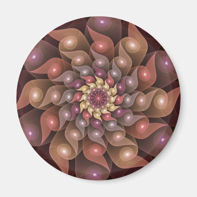 Surreal Shiny Flower Modern Abstract Fractal Art Magnet (Front)