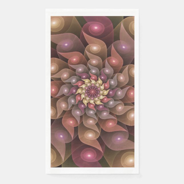 Surreal Shiny Flower Modern Abstract Fractal Art Napkin (Front)
