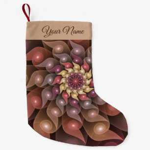 Surreal Shiny Flower Modern Abstract Fractal Name Small Christmas Stocking