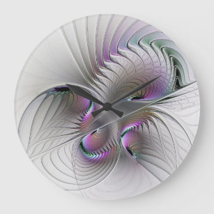 Surreal Shy Beauty Modern Abstract Fractal Art Large Clock