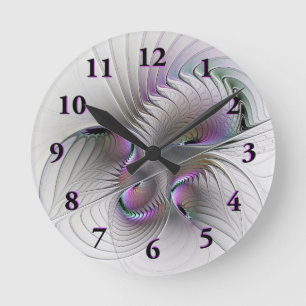 Surreal Shy Beauty Modern Abstract Fractal Art Round Clock