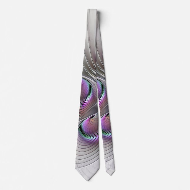 Surreal Shy Beauty Modern Abstract Fractal Art Tie (Front)