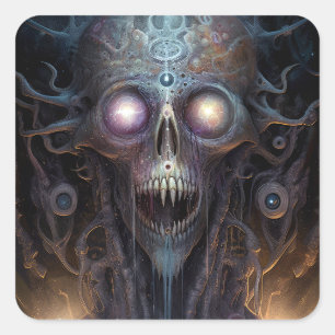 Surreal Skull Gothic Horror Art Square Sticker