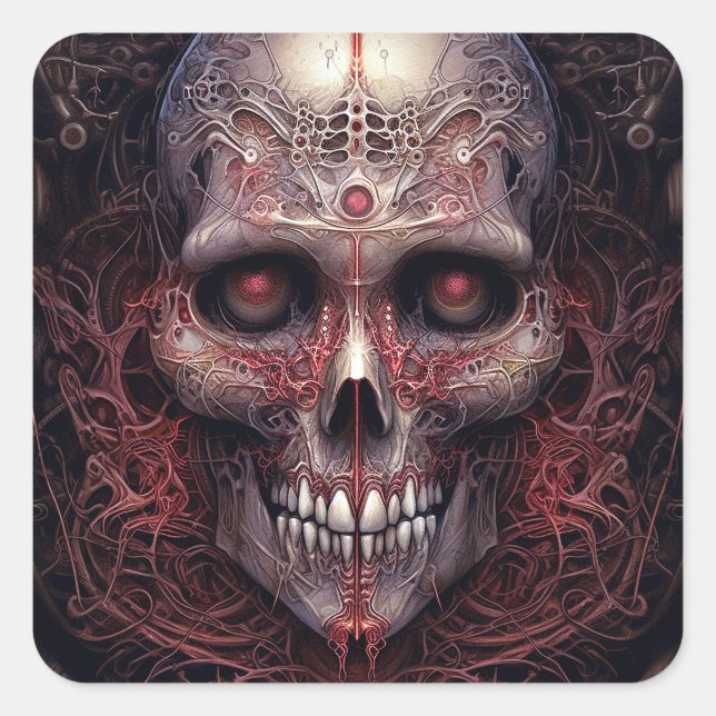 Surreal Skull Gothic Horror Art Square Sticker (Front)