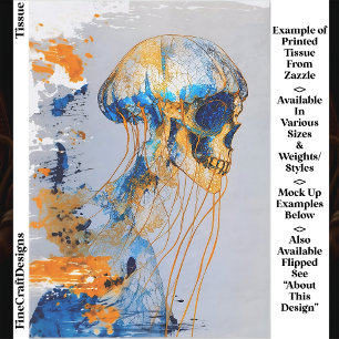 Surreal Skull in Ocean, Watercolor EE9R Decoupage Tissue Paper