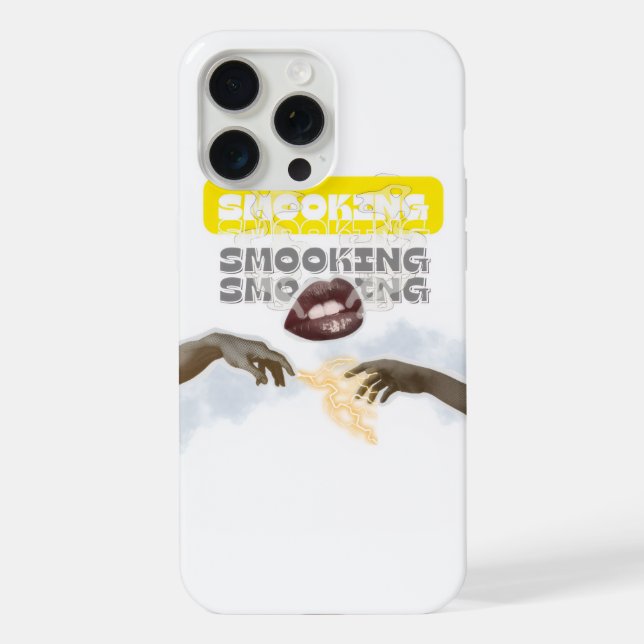 Surreal Smoking Lips and Michelangelo Hands PopArt iPhone Case (Back)