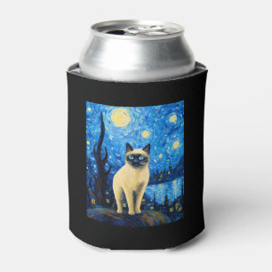 Surreal Starry Night Siamese Cat Can Cooler