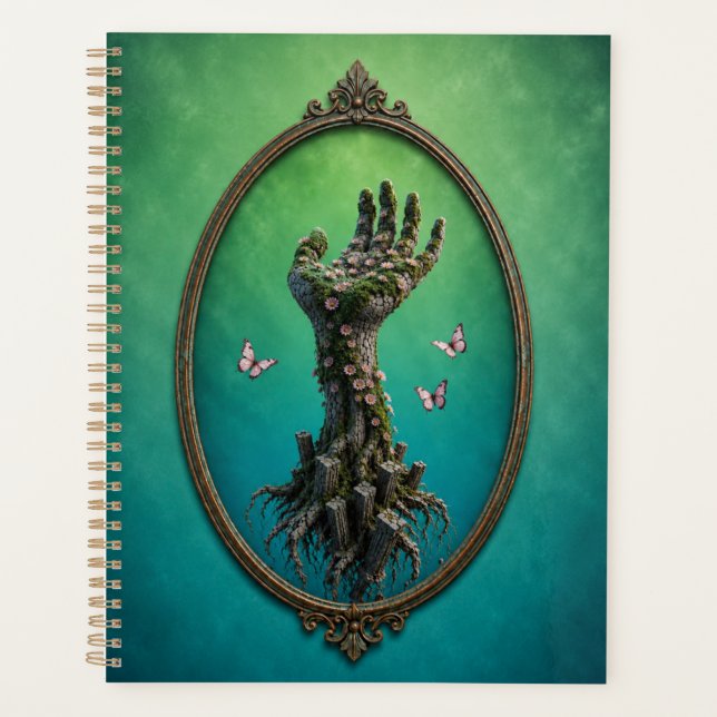 Surreal Stone Hand Daisies Notebook Planner (Front)