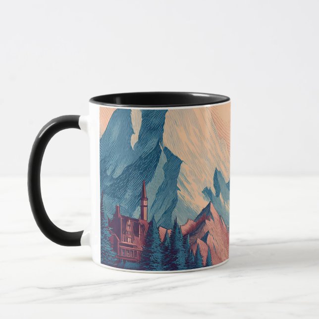 Surreal stylized landscape mug (Left)