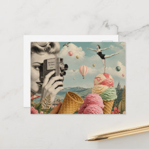 Surreal Summertime Icecream Swim Collage Postcard
