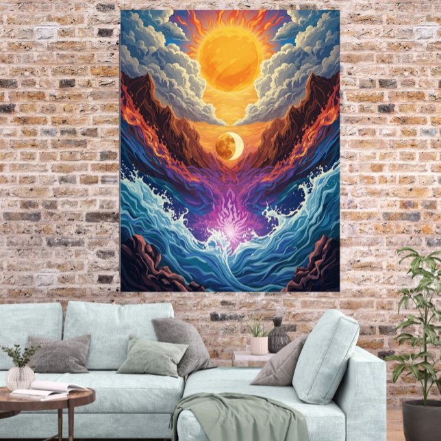 Surreal Sun and Moon Abstract Landscape Poster (Creator Uploaded)