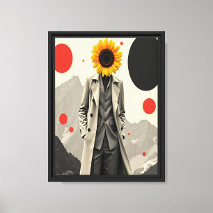 Surreal Sunflower Head Man in Suit Canvas Print