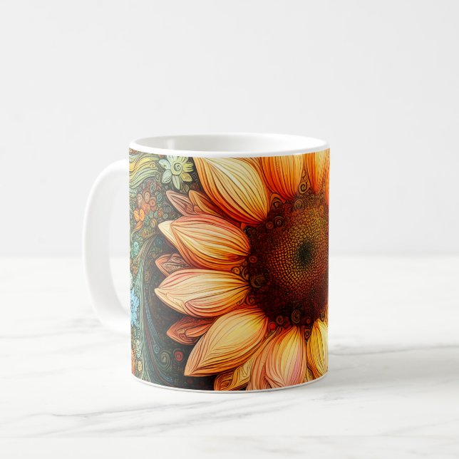Surreal Sunflower Symphony Coffee Mug (Front Left)