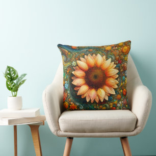 Surreal Sunflower Symphony Cushion