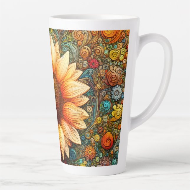 Surreal Sunflower Symphony Latte Mug (Right)