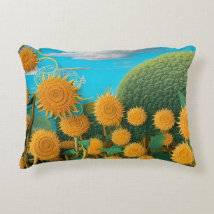 Surreal Sunflowers of Yarn Decorative Cushion