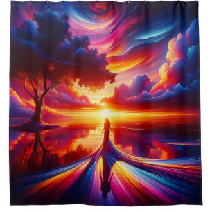 “Surreal Sunset Silouhette” Shower Curtain