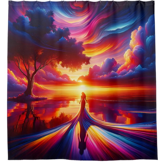 “Surreal Sunset Silouhette” Shower Curtain (Front)