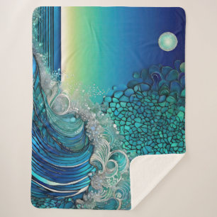 Surreal Surf Seascape Sherpa Blanket