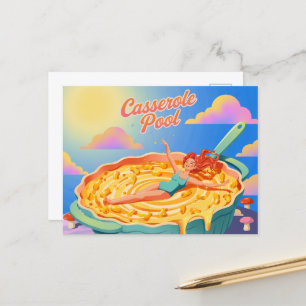 Surreal Swimming in a casserole pool dish Postcard