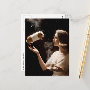 Surreal Tea Time Magical Guinea Pig Postcard