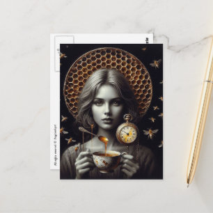 Surreal Tea Time With Bees Postcard