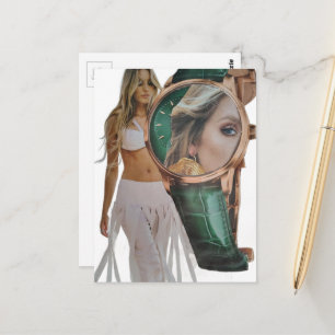 Surreal Time for Fashion Lady Collage  Postcard