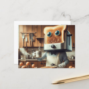 Surreal Toaster Egg Breakfast Person Postcard