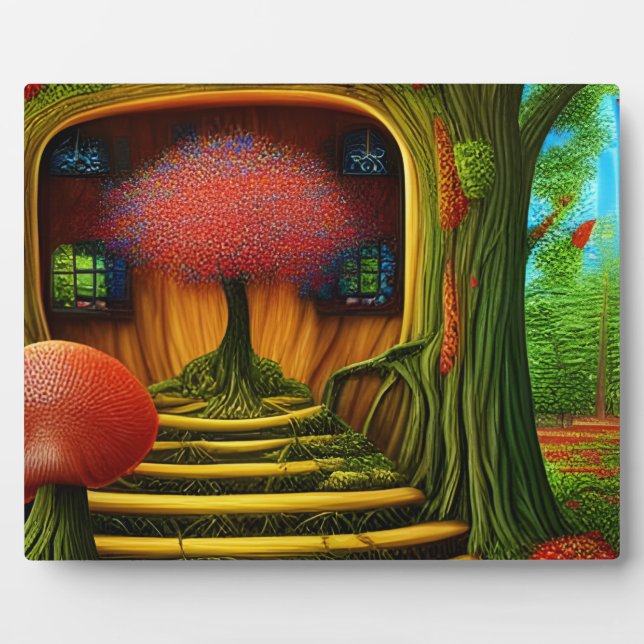 Surreal Tree House In The Forest Tabletop Plaque (Front)