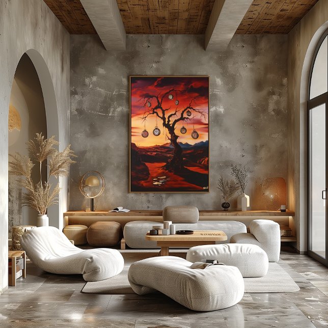 Surreal Tree with Clocks at Sunset – Surrealist Poster (Creator Uploaded)