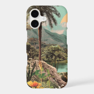 Surreal Tropical Lake With Palm Trees